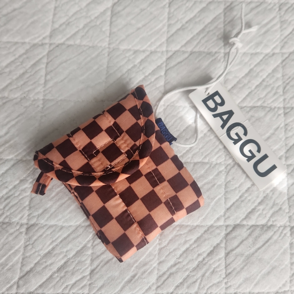 BAGGU Puffy Earbuds Case - Pink Brown Check